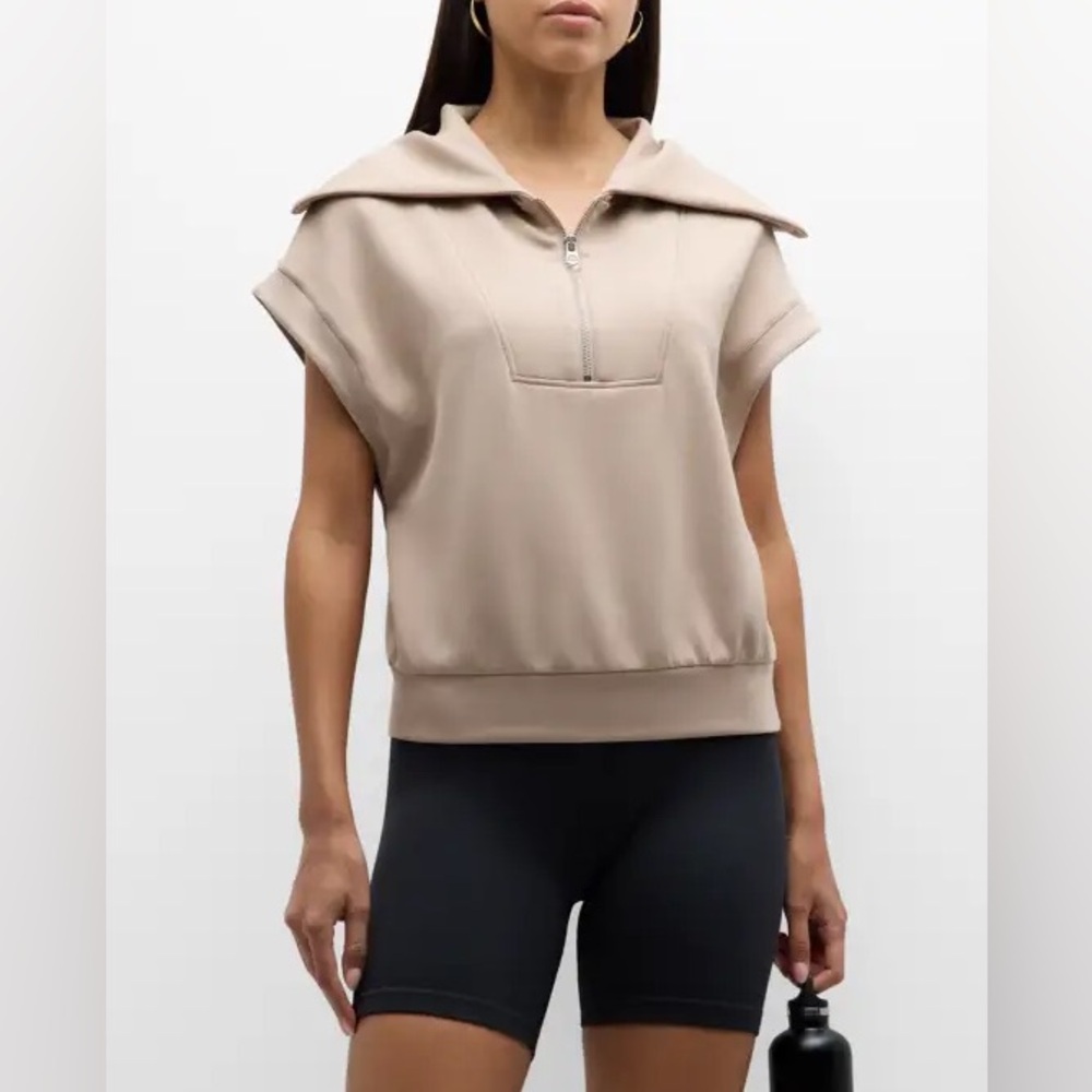 Varley light taupe magnolia 2.0 half zip tank NWOT